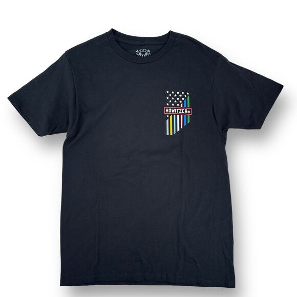 New Howitzer Logo Patriotic USA Flag T Shirt Size XXL 2XL Black Short Sleeve - Picture 3 of 5